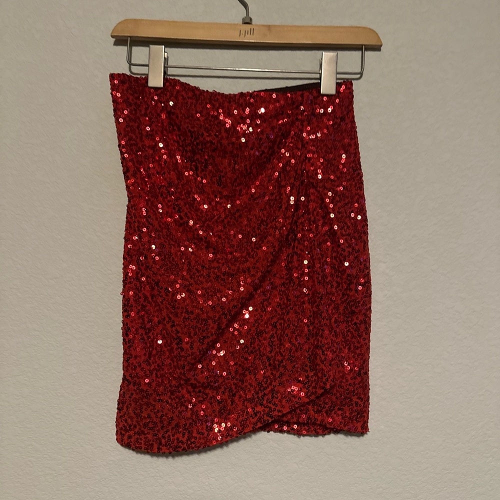 Windsor Dazzling Red Sequin Pencil Skirt